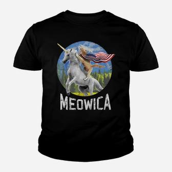 Meowica Unicorn Cat Shirt Funny 4Th Of July Unicorn Shirts Youth T-shirt | Crazezy CA