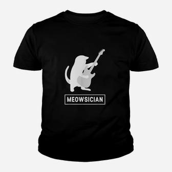 Meowsician Cat Guitar Musician Kitten Music Lover Youth T-shirt | Crazezy