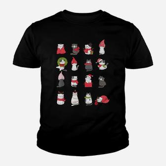 Meowy Cat Christmas Cute Santa Cats Lovers Youth T-shirt | Crazezy DE