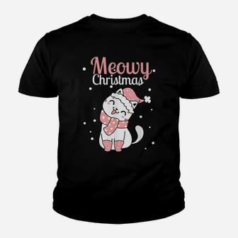 Meowy Catmas Meowy Xmas Winter Holidays Reindeer Cat Lovers Youth T-shirt | Crazezy CA