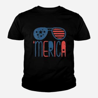 Merica American Flag Youth T-shirt | Crazezy