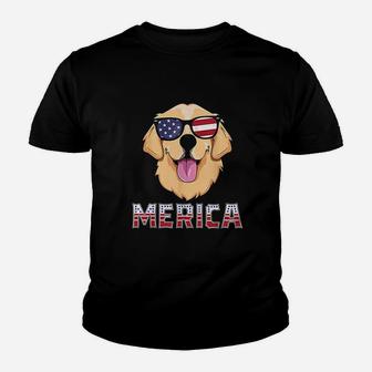 Merica Golden Retriever For Men America Usa Dog Youth T-shirt | Crazezy