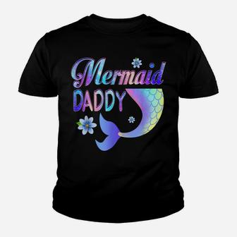 Mermaid Daddy Funny Mermaid Father Matching Party Youth T-shirt | Crazezy