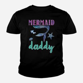 Mermaid Daddy Mens Mermaid Birthday Party Matching Family Youth T-shirt | Crazezy DE