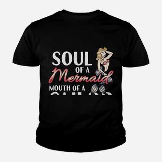 Mermaid Shirt Mermaid Soul Sailor Mouth Funny Women Tees Youth T-shirt | Crazezy