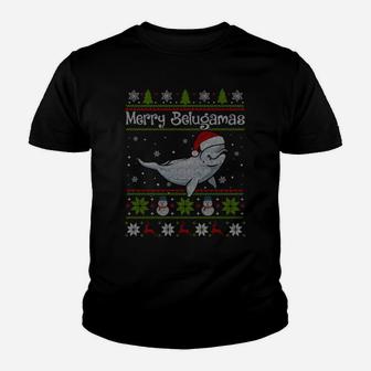 Merry Belugamas Funny Beluga Whale Christmas Sweater Gifts Sweatshirt Youth T-shirt | Crazezy