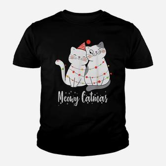 Merry Catmas Cats Christmas Couples Cat Lovers Xmas Youth T-shirt | Crazezy