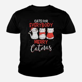 Merry Catmas Cats For Everybody For Cat Mom And Cat Dad Youth T-shirt | Crazezy