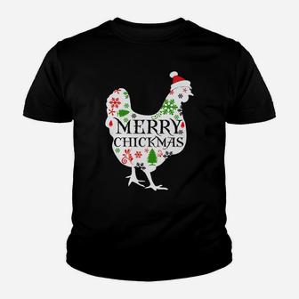 Merry Chickmas Santa Hat Chicken Lovers Christmas Gift Sweatshirt Youth T-shirt | Crazezy UK