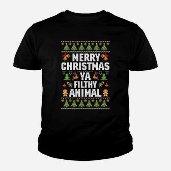 Merry Christmas Animal Filthy Ya Ugly Sweater Style Matching Sweatshirt Youth T-shirt | Crazezy
