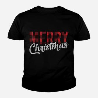 Merry Christmas Gift Funny Family Xmas Red Buffalo Plaid Youth T-shirt | Crazezy