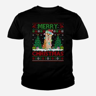 Merry Christmas Lighting Ugly Shiba Inu Christmas Sweatshirt Youth T-shirt | Crazezy