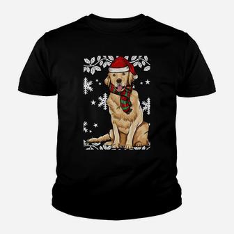 Merry Christmas Ornament Golden Retriever Xmas Santa Youth T-shirt | Crazezy