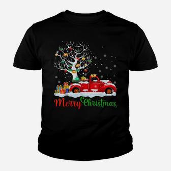 Merry Christmas Red Truck Christmas Tree Lights Snow Youth T-shirt | Crazezy CA