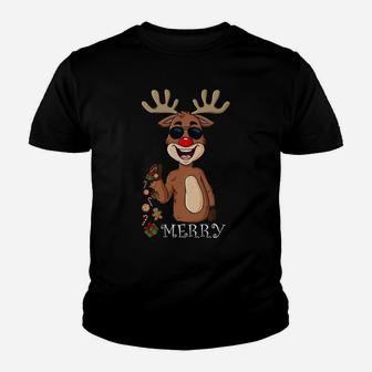 Merry Christmas Reindeer Funny Family Pajamas Xmas Sweatshirt Youth T-shirt | Crazezy