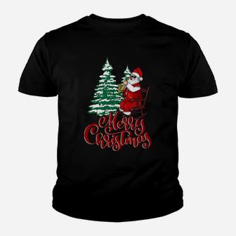 Merry Christmas Santa Claus Playing Saxophone Vintage Youth T-shirt | Crazezy AU