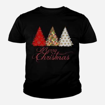 Merry Christmas Trees With Christmas Tree Patterns Youth T-shirt | Crazezy CA