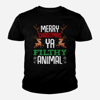 Merry Christmas You Filthy Animal Funny Xmas Winter Snow Sweatshirt Youth T-shirt | Crazezy