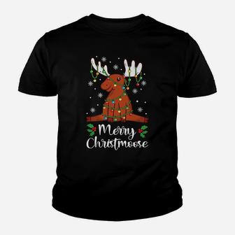 Merry Christmoose Holiday Humor Funny Gift Christmas Animal Youth T-shirt | Crazezy