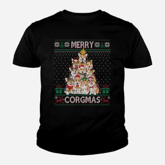 Merry Corgmas Ugly Sweater Funny Corgi Christmas Tree Dog Sweatshirt Youth T-shirt | Crazezy AU
