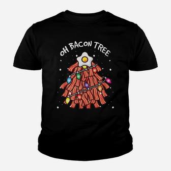 Merry Crispness Oh Bacon Tree Bbq Ugly Christmas Sweater Youth T-shirt | Crazezy