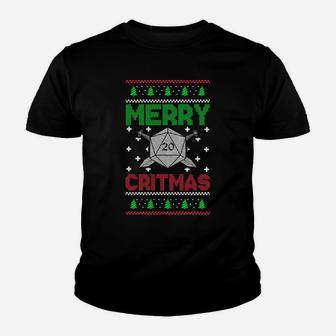 Merry Critmas Funny Christmas D20 Ugly Dungeons Sweaters Sweatshirt Youth T-shirt | Crazezy CA
