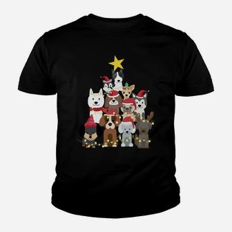 Merry Dogmas Cute Dog Xmas Christmas Tree Sweatshirt Youth T-shirt | Crazezy