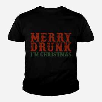 Merry Drunk I'm Christmas Drinking Wine Lover Youth T-shirt | Crazezy DE