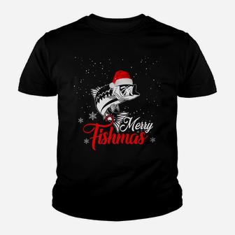 Merry Fishmas Christmas Bass Fish Apparel Youth T-shirt | Crazezy AU
