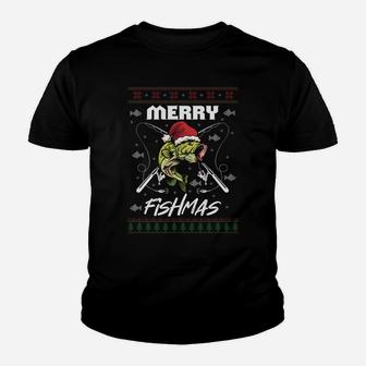 Merry Fishmas Christmas Fishing Hobby Top Sweatshirt Youth T-shirt | Crazezy AU