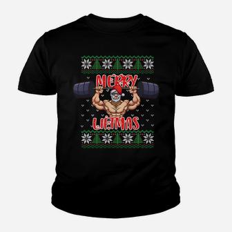 Merry Liftmas Ugly Christmas Sweater Santa Claus Gym Workout Sweatshirt Youth T-shirt | Crazezy DE