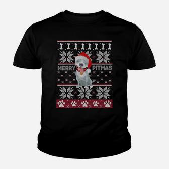 Merry Pitbull Pitmas Pit Bull Ugly Christmas Dog Santa Gift Youth T-shirt | Crazezy CA