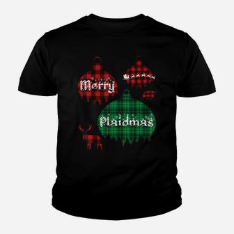 Merry Plaidmas Funny Christmas Plaid Pajamas Gift Youth T-shirt | Crazezy DE