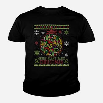 Merry Plant Based Christmas Vegan Xmas Gift Ugly Sweater Sweatshirt Youth T-shirt | Crazezy DE