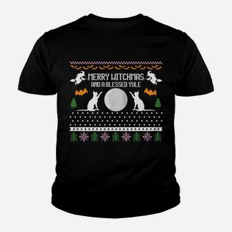 Merry Witchmas Cat Ugly Christmas Sweaters Sweatshirt Youth T-shirt | Crazezy UK