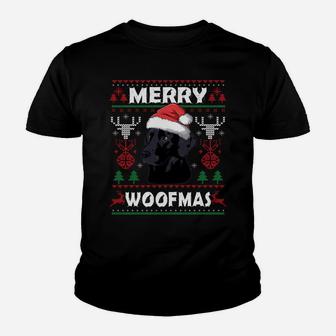 Merry Woofmas Black Lab Christmas Dog Lover Xmas Gift Sweatshirt Youth T-shirt | Crazezy UK