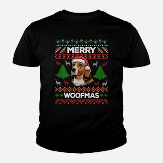 Merry Woofmas Ugly Sweater Christmas Beagle Lover Gift Sweatshirt Youth T-shirt | Crazezy