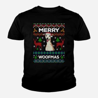 Merry Woofmas Ugly Sweater Christmas Greyhound Lover Gift Sweatshirt Youth T-shirt | Crazezy DE