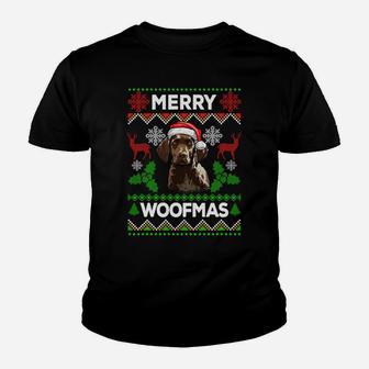 Merry Woofmas Ugly Sweater X-Mas German Shorthaired Pointer Sweatshirt Youth T-shirt | Crazezy