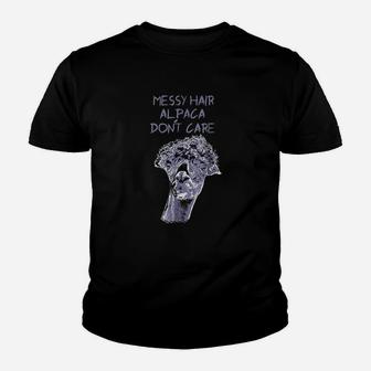 Messy Hair Alpaca Dont Care Youth T-shirt | Crazezy