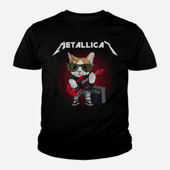 Metallicat Rock Music Funny Parody Cat Lovers Concert Youth T-shirt | Crazezy CA