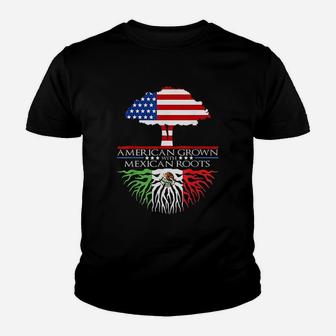 Mexican Roots American Grown Tree Flag Usa Mexico Youth T-shirt | Crazezy AU