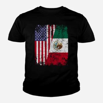 Mexican Roots | Half American Flag | Mexico Youth T-shirt | Crazezy DE