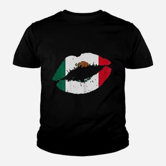 Mexico Lips Kiss Mexican Flag Pride Mexicana Youth T-shirt | Crazezy DE
