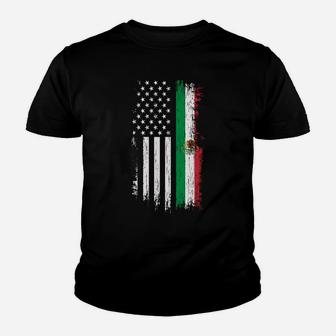 Mexico Usa Grown Roots - Mexican American Flag Youth T-shirt | Crazezy