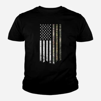 Military Camo Camouflage Usa Flag Tee Youth T-shirt | Crazezy