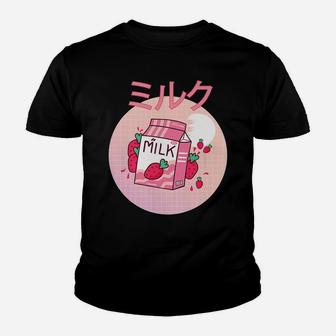 Milk Shake Carton Funny Japanese Kawaii Strawberry Retro 90S Youth T-shirt | Crazezy