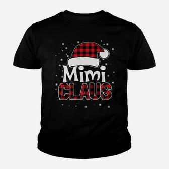 Mimi Claus Christmas Santa Hat Buffalo Plaid Matching Family Youth T-shirt | Crazezy