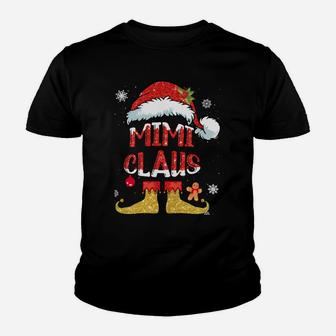 Mimi Claus Christmas Santa Hat Family Group Matching Pajama Youth T-shirt | Crazezy