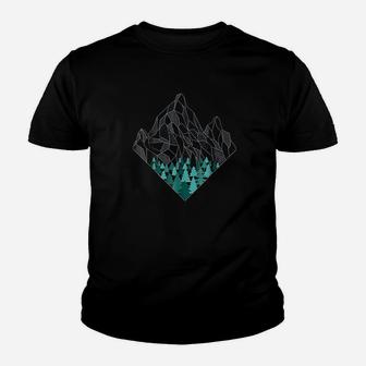 Minimal Mountains Geometry Outdoor Hiking Nature Youth T-shirt | Crazezy